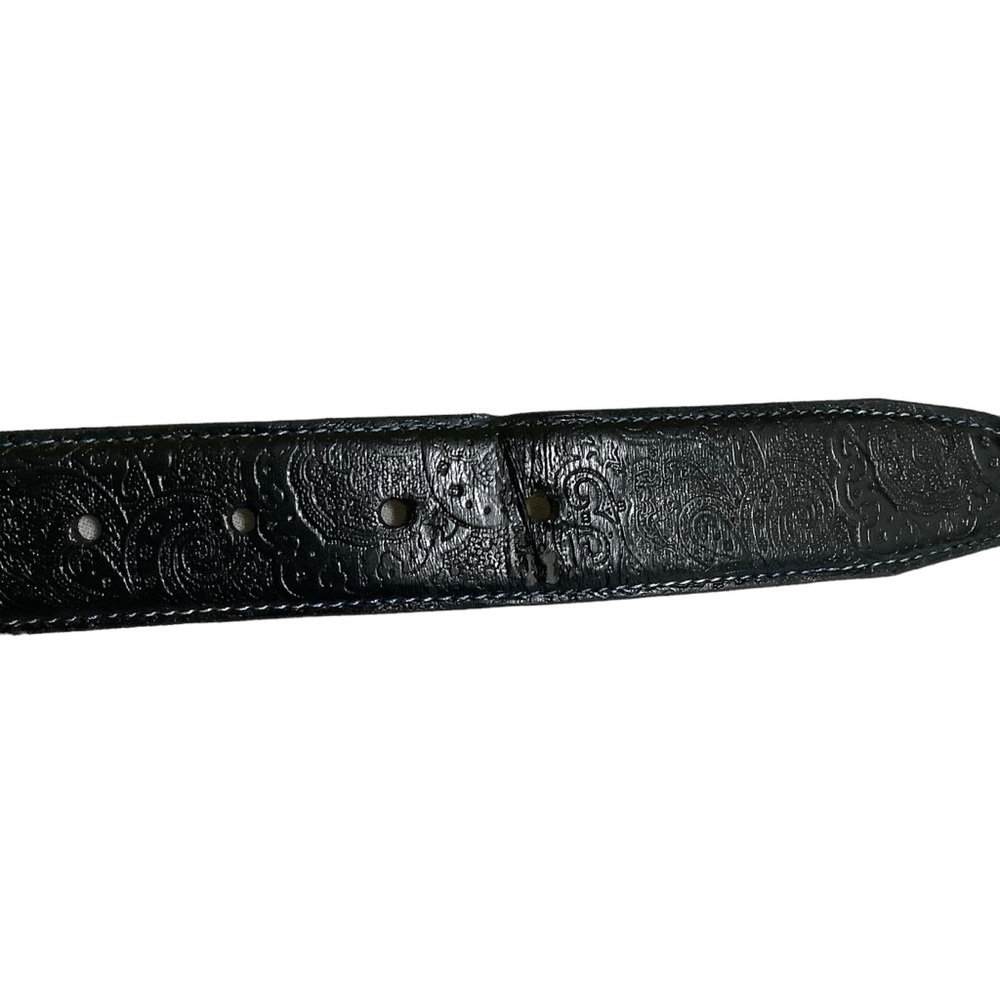 Robert Graham Reversible Leather Belt Sz 32/34 Black Embossed Brown Silver - Picture 6 of 8